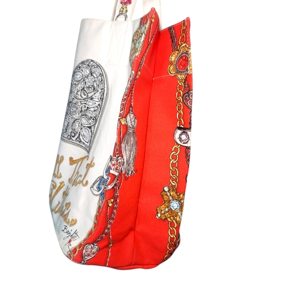 Brighton Large Canvas All That Glitters Ornate Tote Shoulder Bag - Picture 3 of 8